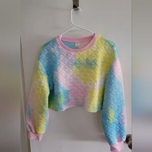SHEIN Pastel Tie-Dye Quilted Sweatshirt Size 10/12